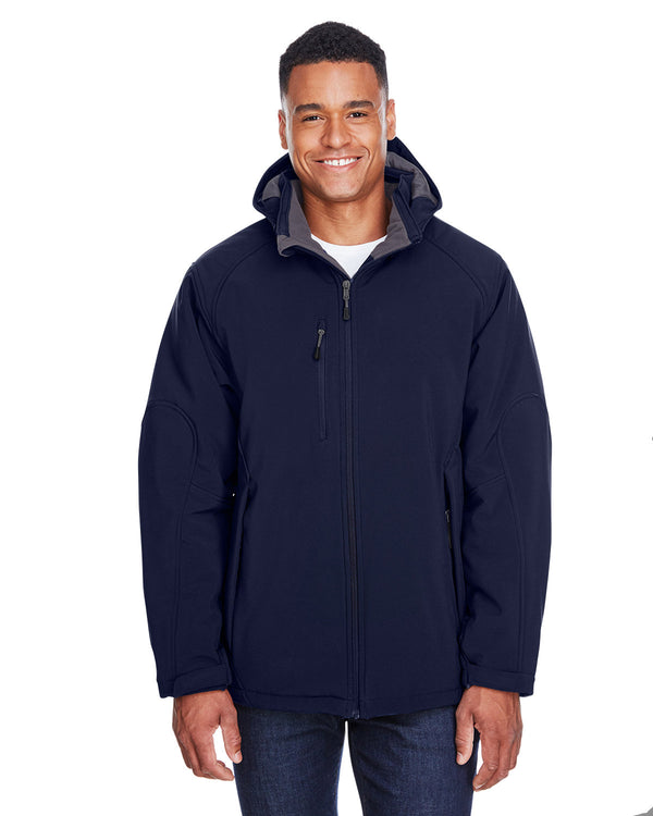 mens glacier insulated three layer fleece bonded soft shell jacket with detachable hood BLACK