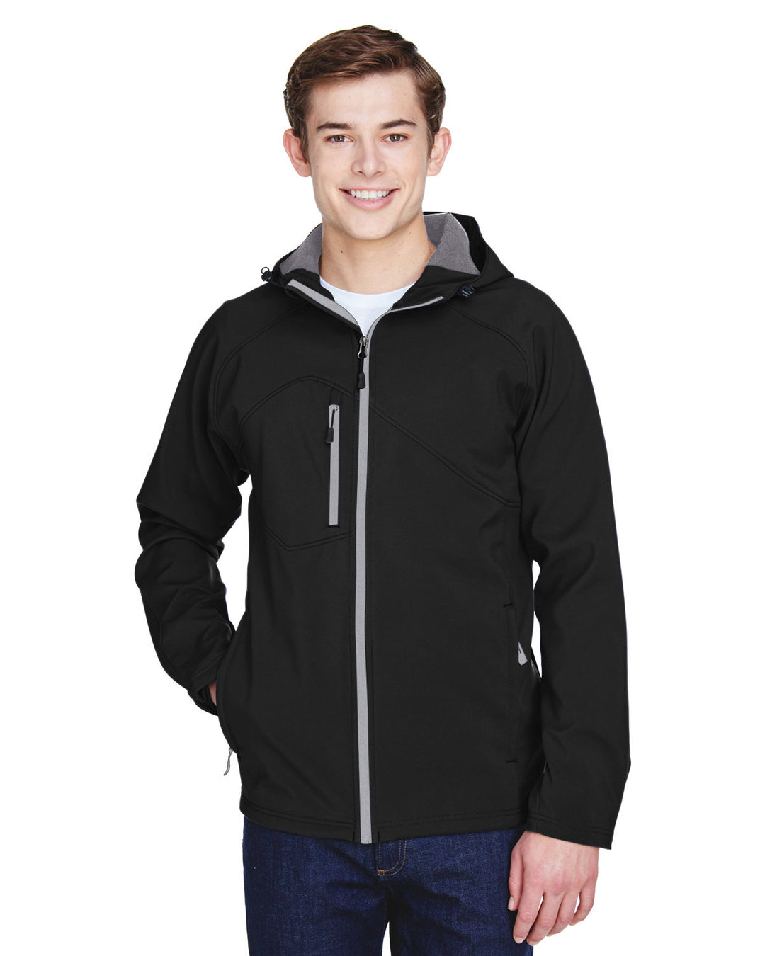 mens prospect two layer fleece bonded soft shell hooded jacket BLACK