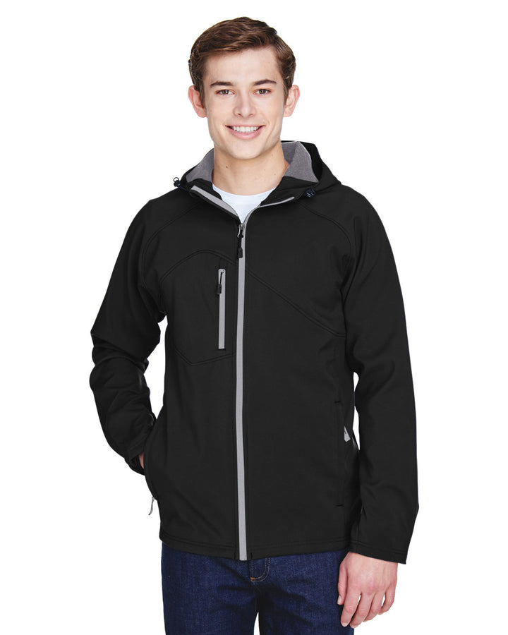 mens prospect two layer fleece bonded soft shell hooded jacket BLACK