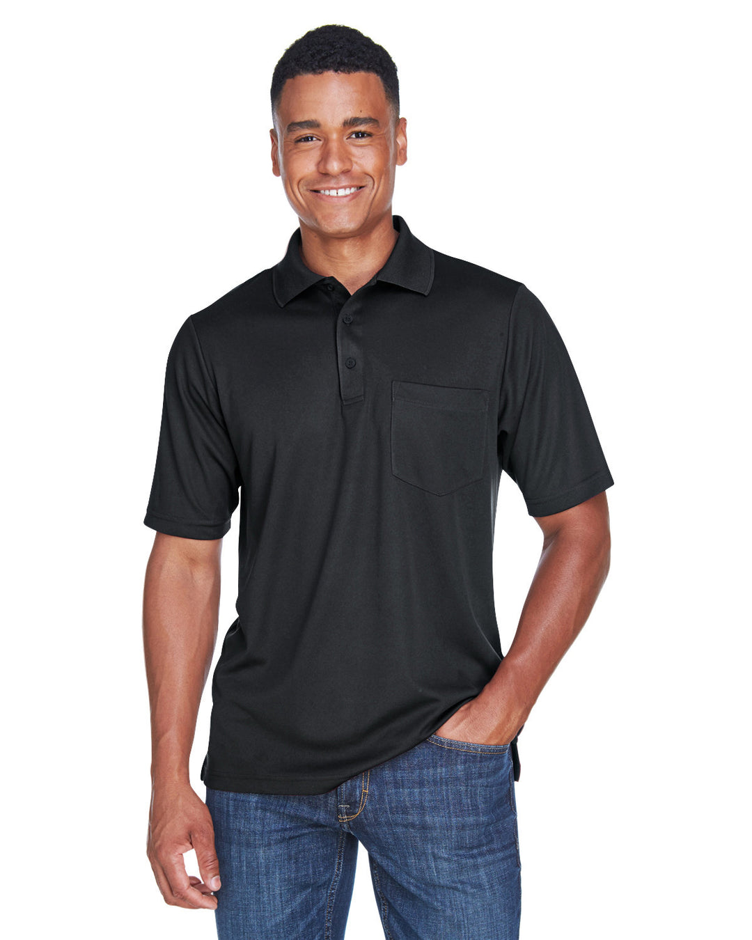 mens origin performance pique polo with pocket BLACK