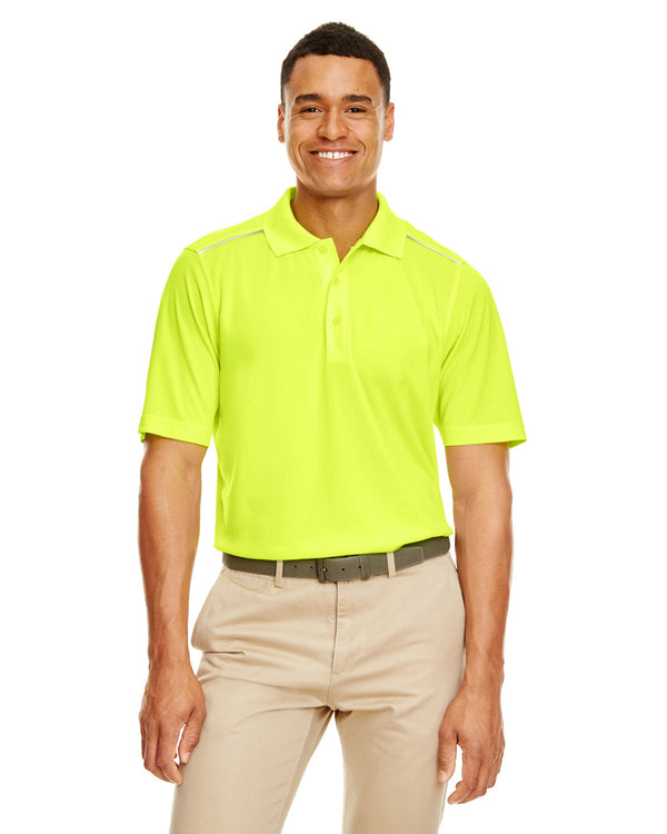 mens radiant performance pique polo with reflective piping SAFETY YELLOW