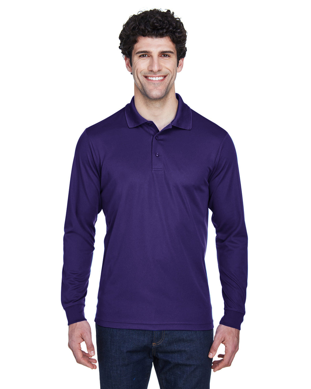 mens pinnacle performance long sleeve pique polo CAMPUS PURPLE