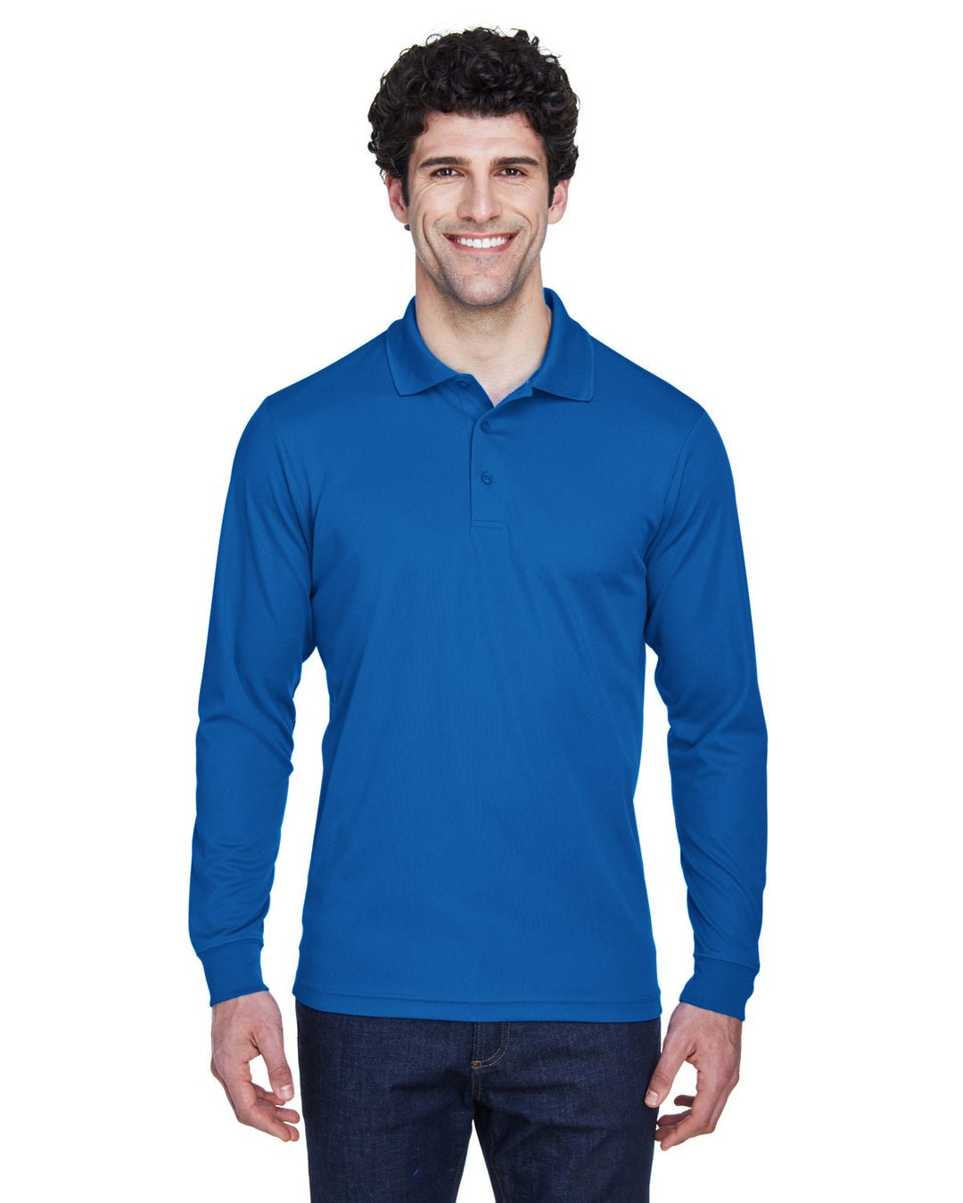 mens pinnacle performance long sleeve pique polo TRUE ROYAL