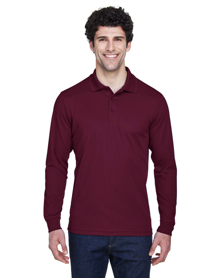 mens pinnacle performance long sleeve pique polo CARBON