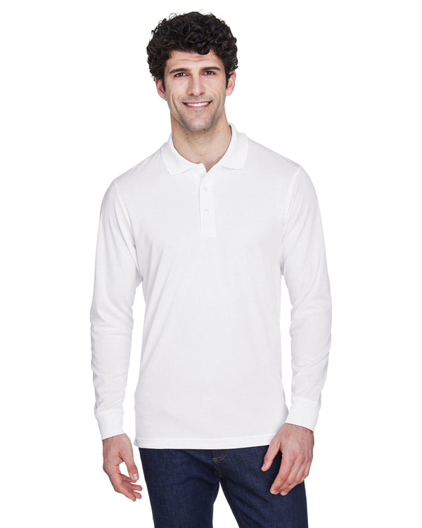 mens pinnacle performance long sleeve pique polo FOREST