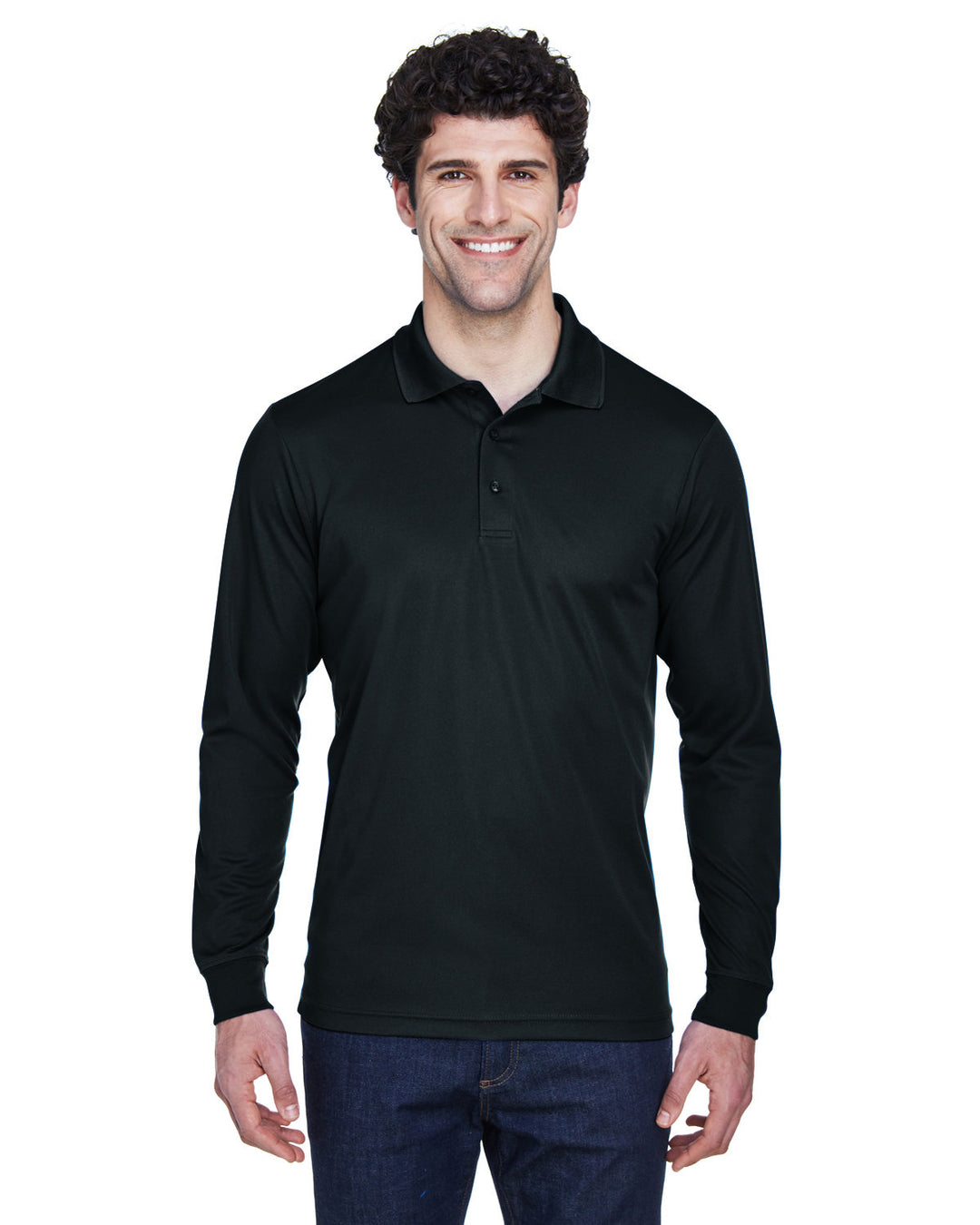 mens pinnacle performance long sleeve pique polo WHITE