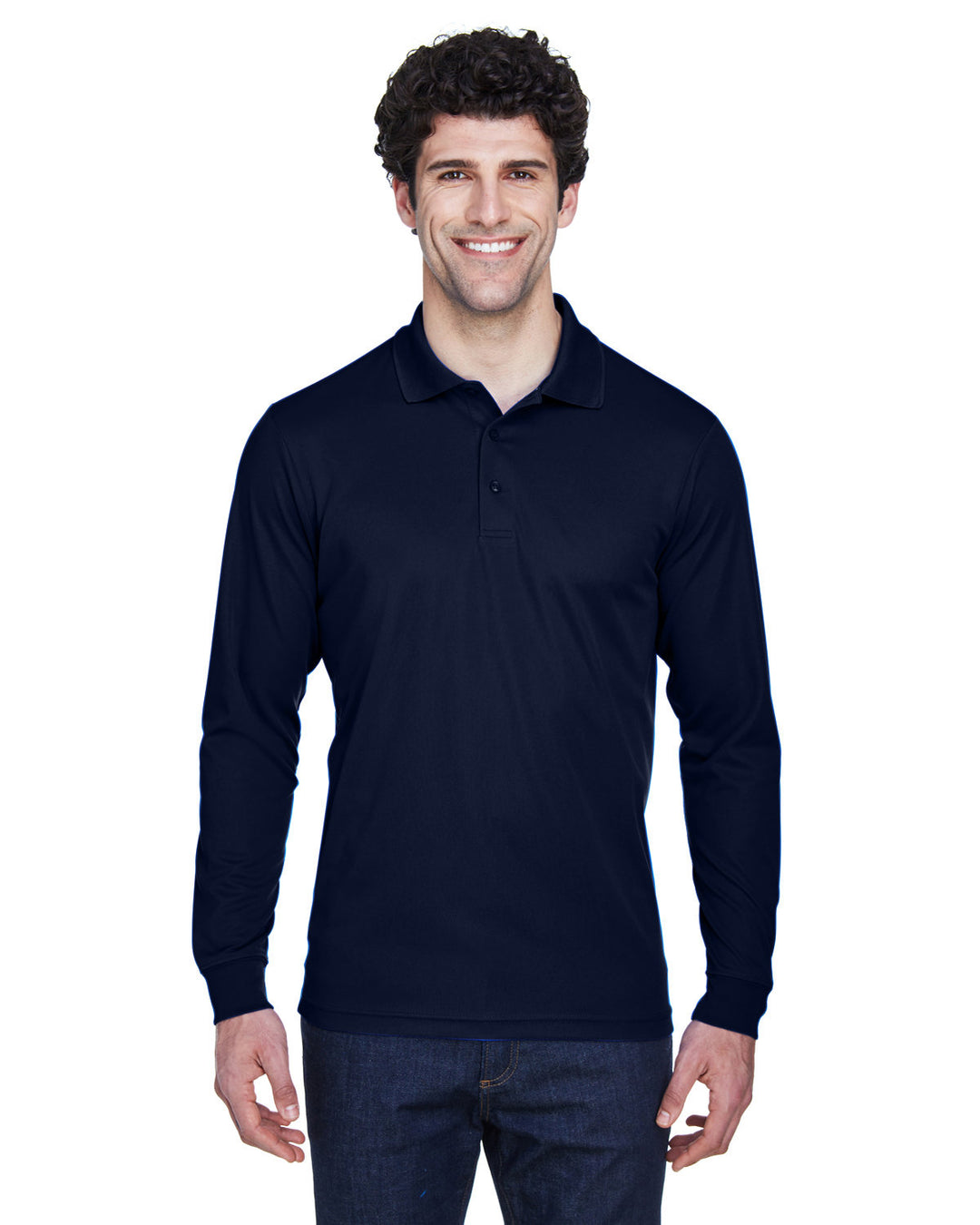 mens pinnacle performance long sleeve pique polo BLACK