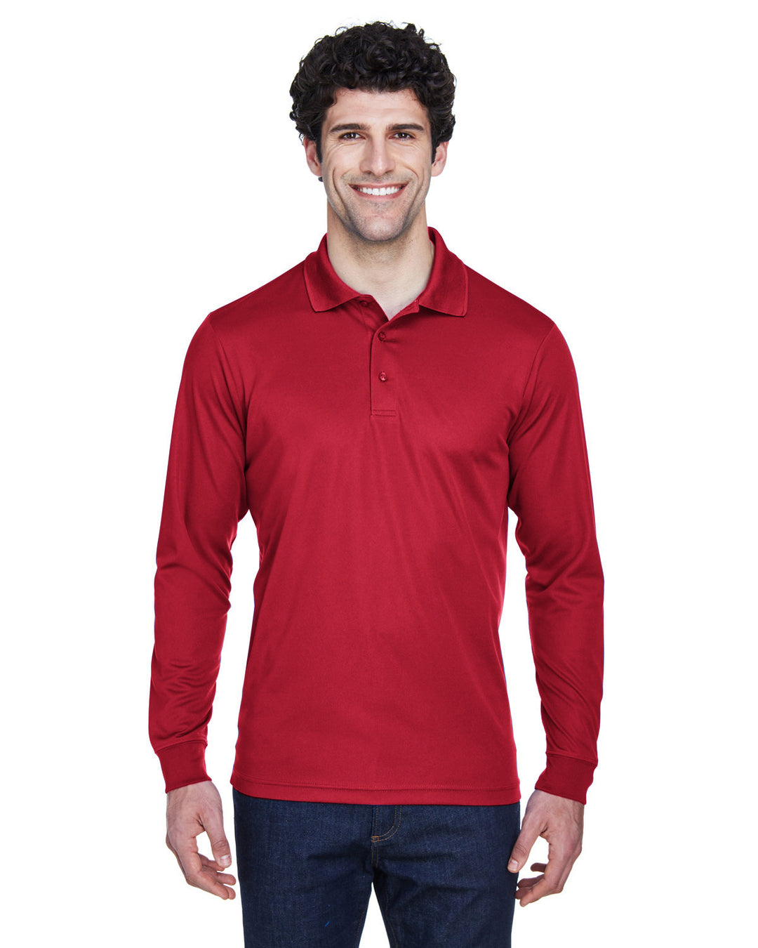mens pinnacle performance long sleeve pique polo CAMPUS PURPLE