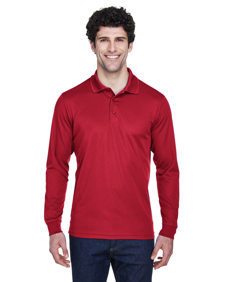 mens pinnacle performance long sleeve pique polo CAMPUS PURPLE