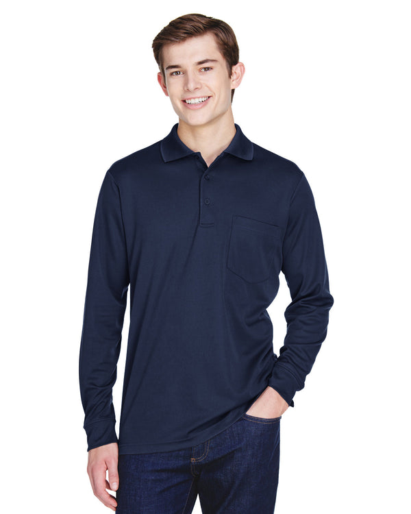 adult pinnacle performance long sleeve pique polo with pocket CLASSIC NAVY