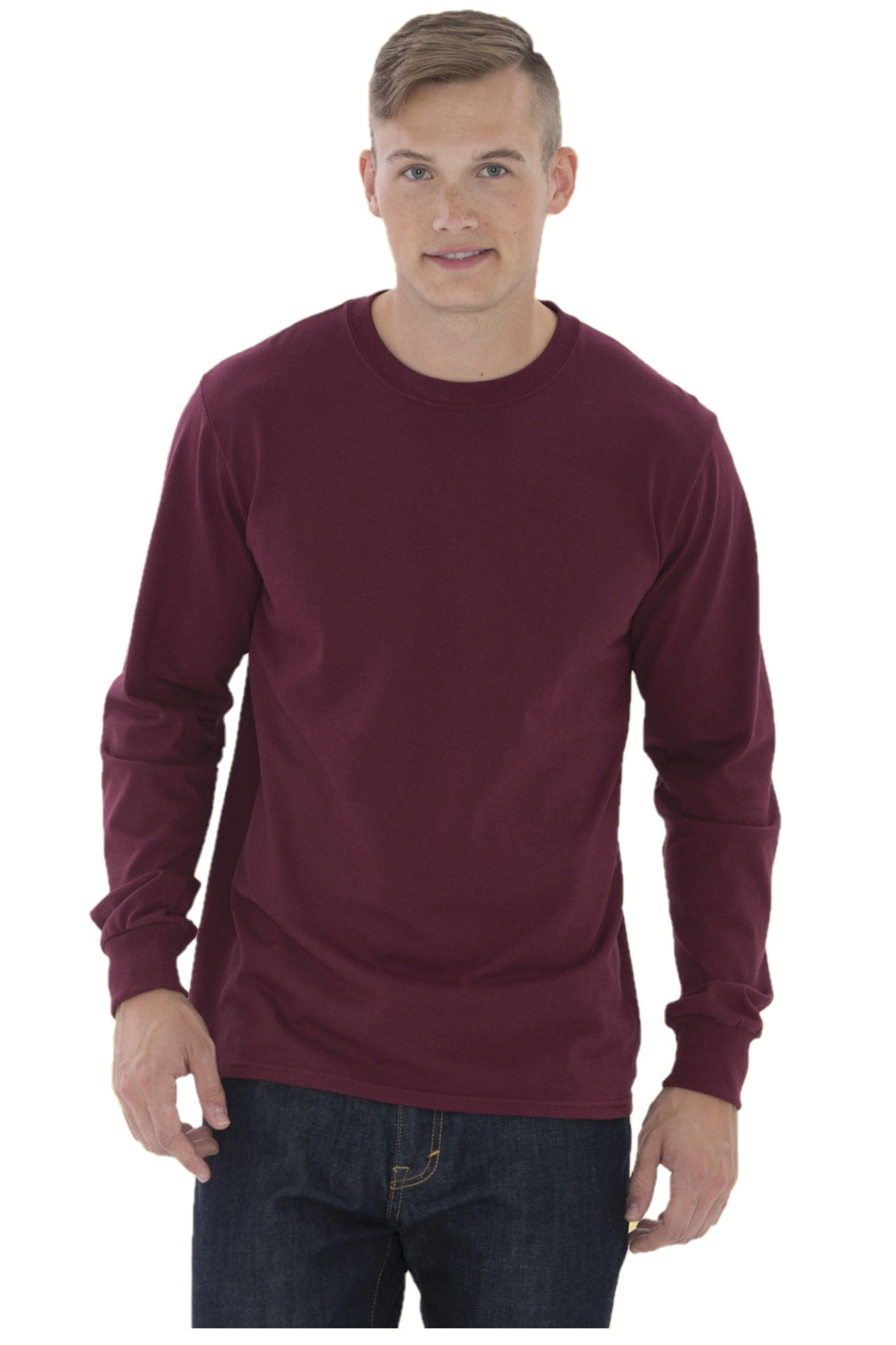 Maroon Adult Cotton Long Sleeve T-Shirt