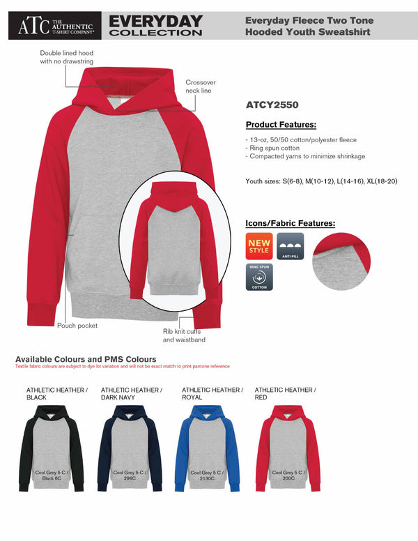 Youth Super Soft Two Toned Fleece Hoodie Product Feature Sheet