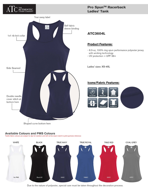 Ladies Racerback Tank Product Feature Sheet