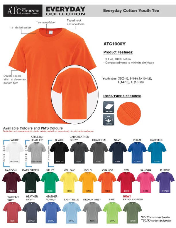Youth T-Shirt Product Features Sheet