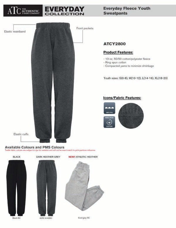 Youth Sweatpants Product Features Sheet