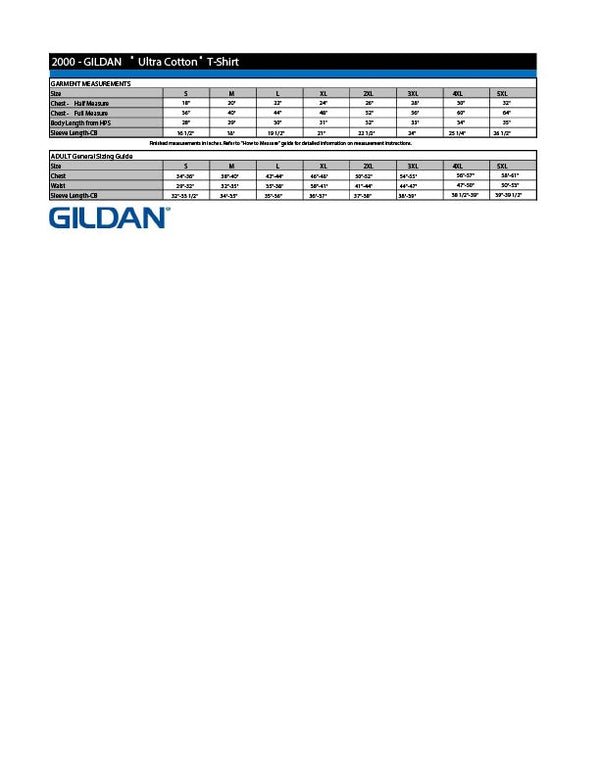 Safetywear T-shirt Size Chart