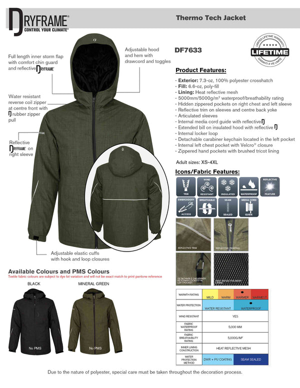 Adult DryFrame® Thermo Tech Jacket Product Features Sheet