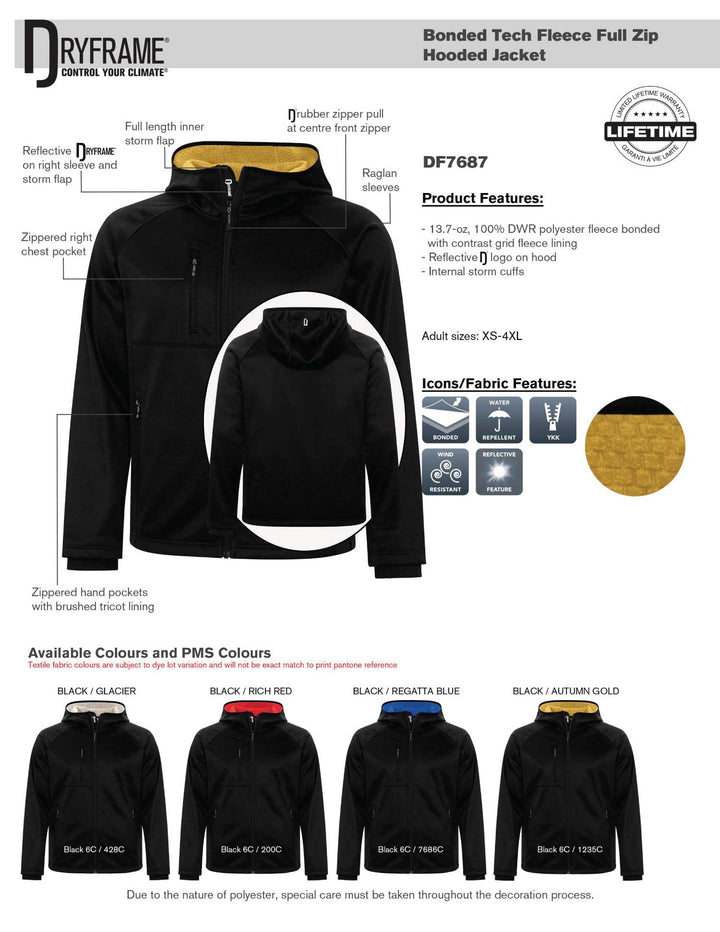 Fleece Full Zipped Hooded Jacket Product Details Sheet