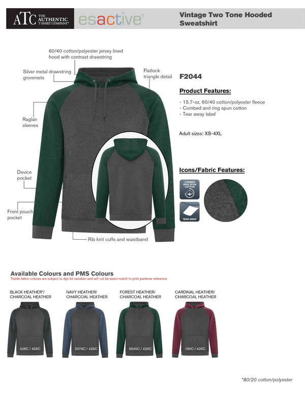 Adult Two Toned Fleece Hoodie Product Details Sheet