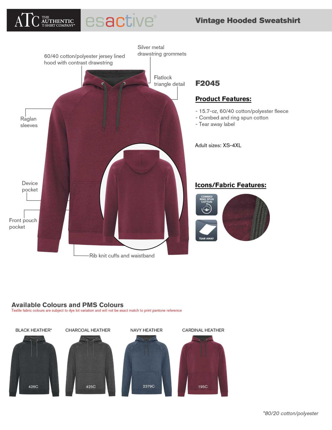 Adult Vintage Hoodie Product Details Sheet