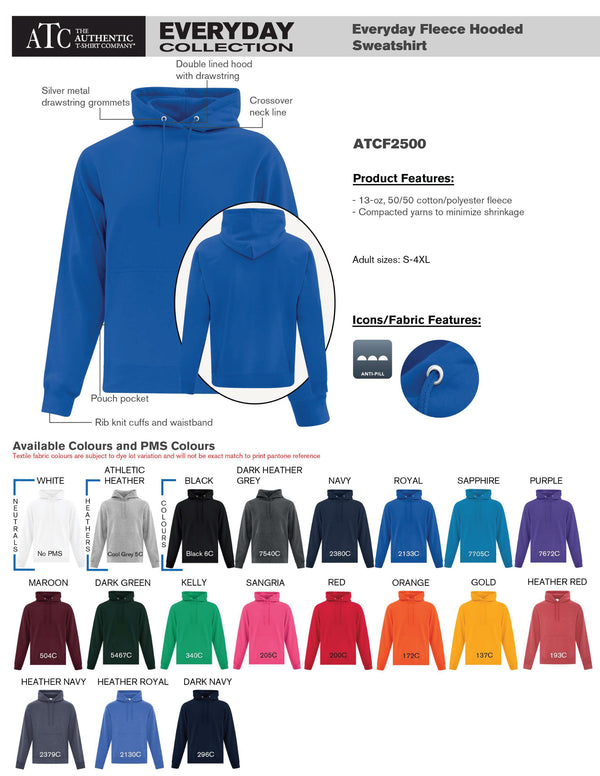 Adult Fleece Hoodie Product Features Sheet