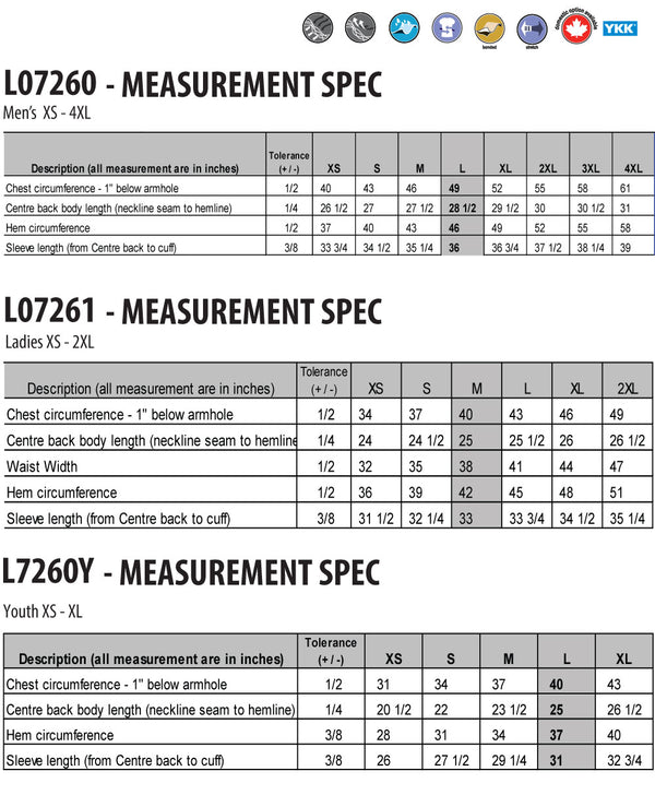 Ladies Lightweight Softshell Jacket Size Chart