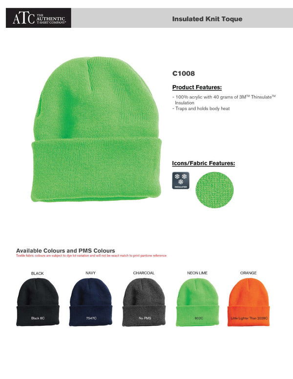 Insulated Knit Toque Product Detail Sheet