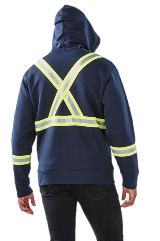 Navy Adult Reflective Safety Zipped Hoodie