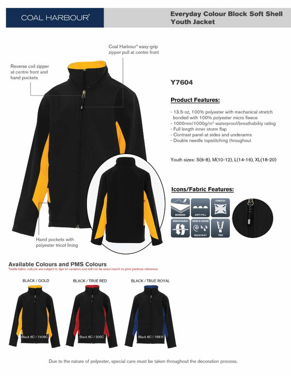 Youth Colour Block Soft Shell Team Jacket - Y7604