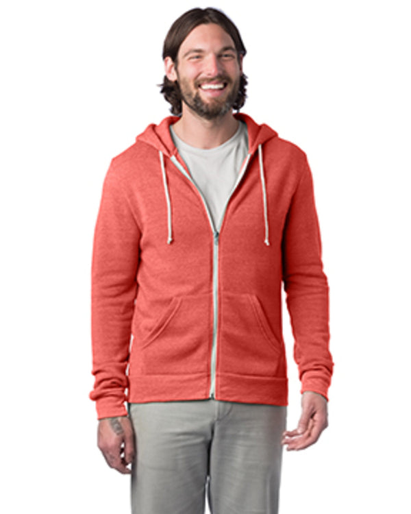 mens rocky eco fleece zip hoodie ECO TRUE RED