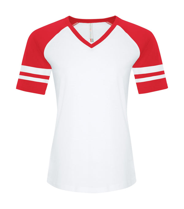 White/True Red Ladies Baseball T-Shirt