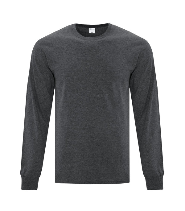 Dark Heather Grey Adult Cotton Long Sleeve T-Shirt