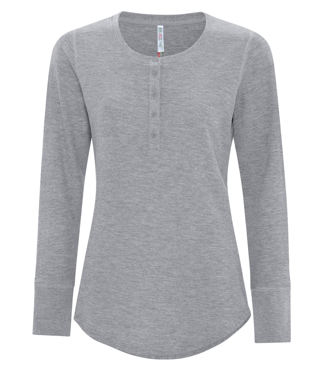 Athletic Grey Ladies Long Sleeve Thermal Waffle Shirt