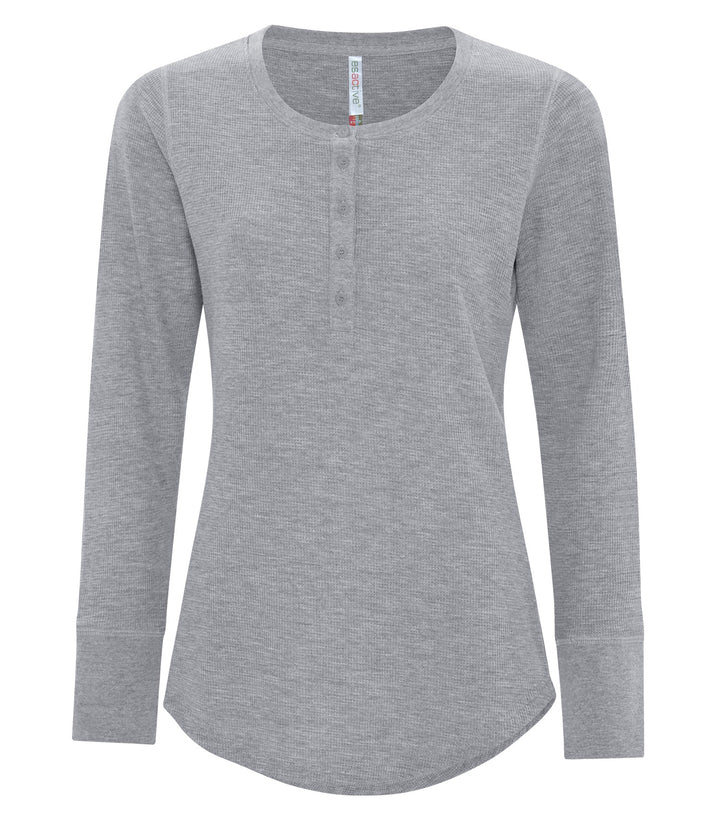 Athletic Grey Ladies Long Sleeve Thermal Waffle Shirt