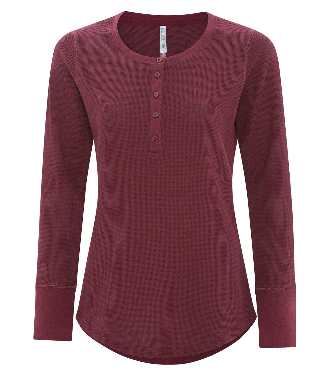 Cardinal Heather Ladies Long Sleeve Thermal Waffle Shirt