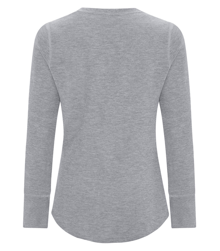 Athletic Grey Ladies Long Sleeve Thermal Waffle Shirt