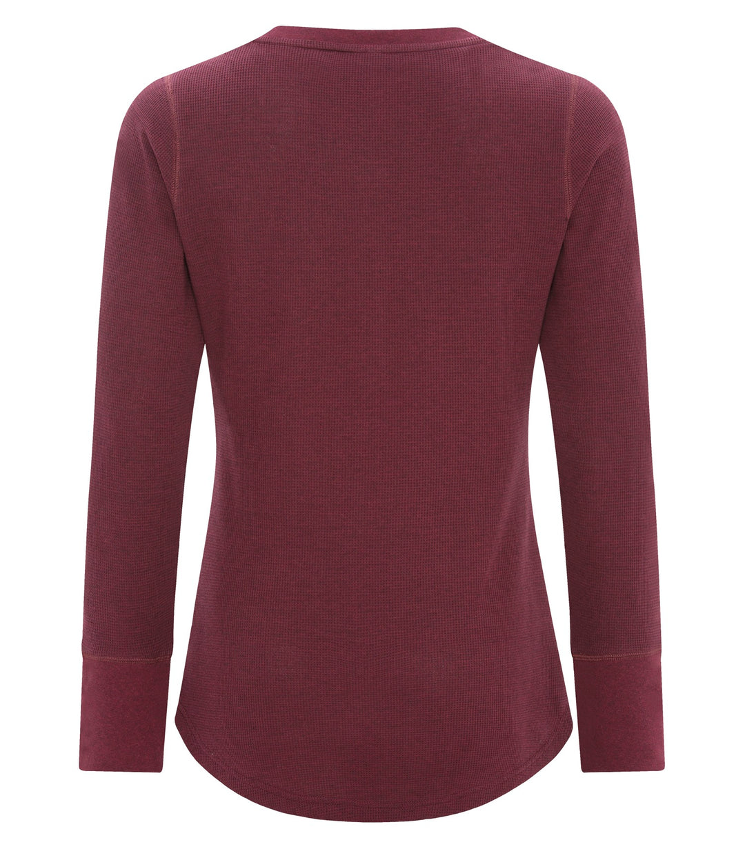Cardinal Heather Ladies Long Sleeve Thermal Waffle Shirt