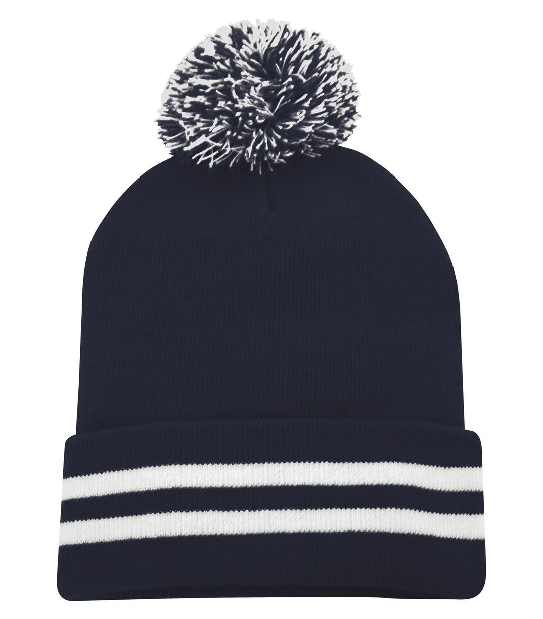 True Navy/White Cuff Pom Pom Toque