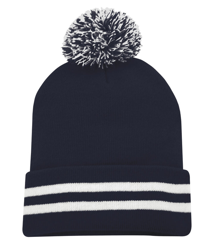 True Navy/White Cuff Pom Pom Toque