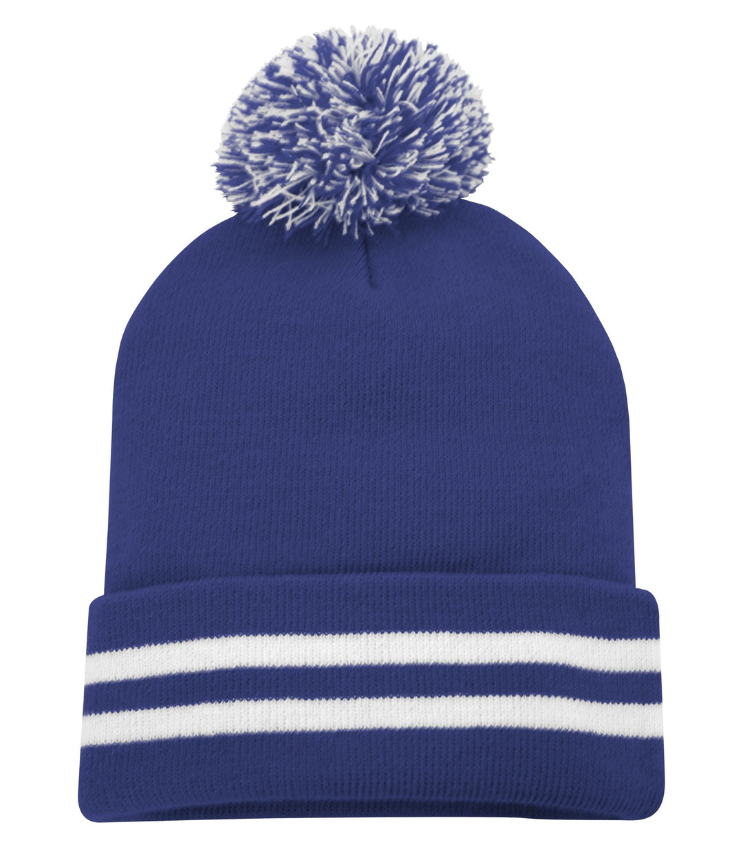 True Royal/White Cuff Pom Pom Toque
