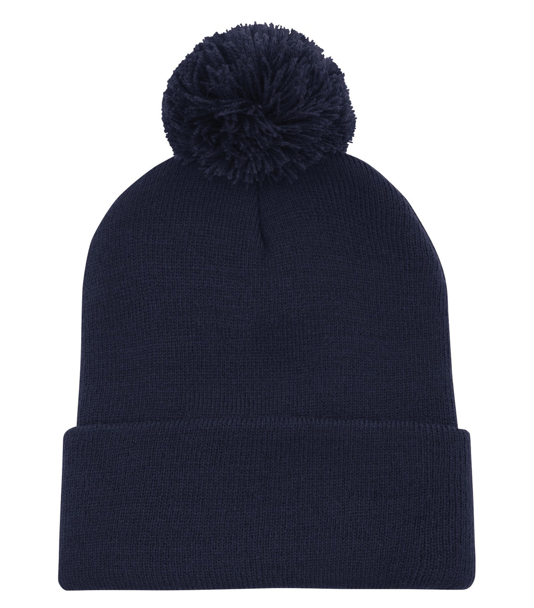 True Navy Cuff Pom Pom Toque