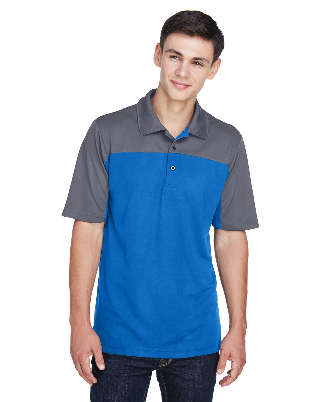 mens balance colorblock performance pique polo ELC BLU/ CL NVY