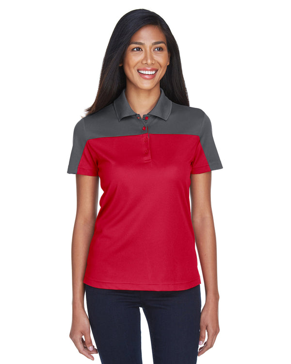 ladies balance colorblock performance pique polo CLASSC RED/ CRBN