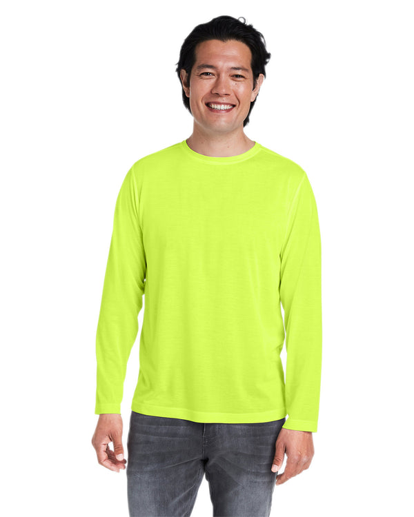 adult fusion chromasoft performance long sleeve t shirt SAFETY YELLOW