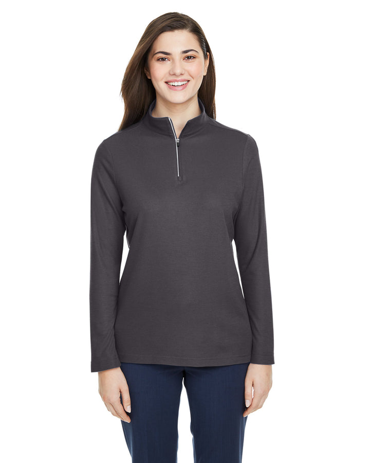 ladies fusion chromasoft pique quarter zip CARBON