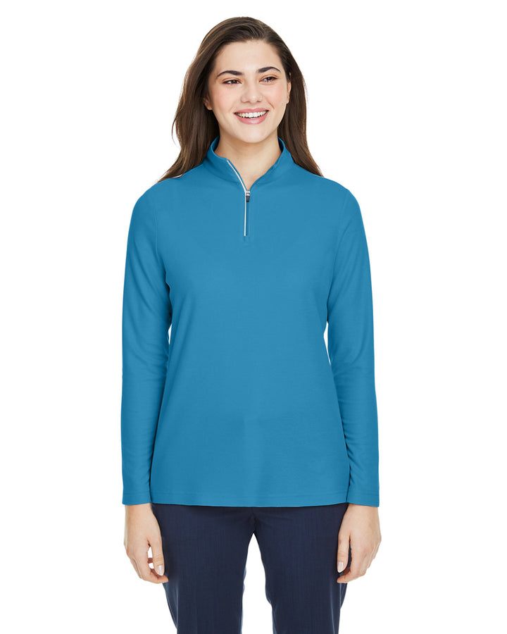 ladies fusion chromasoft pique quarter zip ELECTRIC BLUE