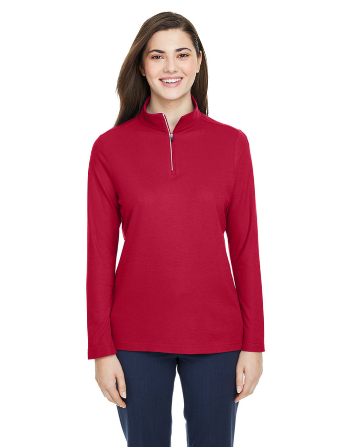 ladies fusion chromasoft pique quarter zip CLASSIC RED