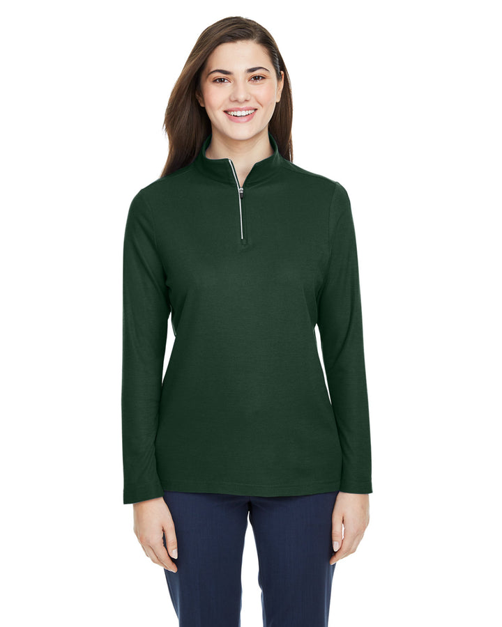 ladies fusion chromasoft pique quarter zip FOREST