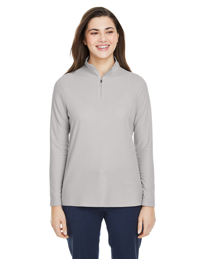 ladies fusion chromasoft pique quarter zip PLATINUM