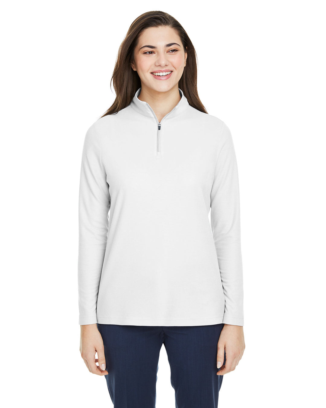 ladies fusion chromasoft pique quarter zip WHITE
